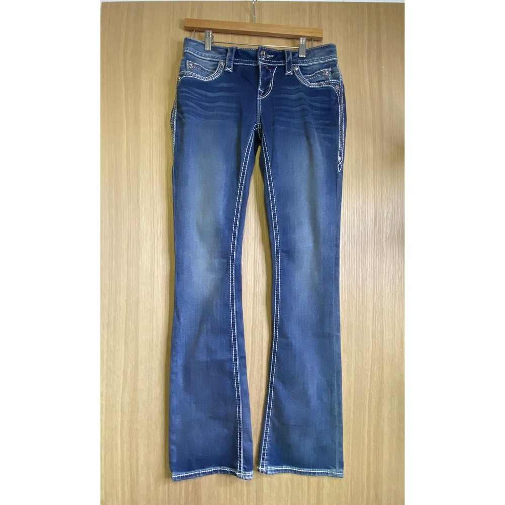 Rock Revival Womens 27 Johanna Bootcut Jeans Dark Wash Embellished RRJ0438402
